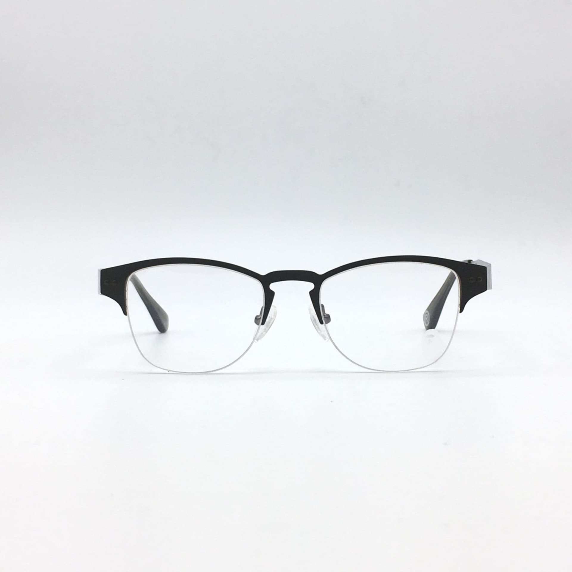 BATHING APES BA13006, Black Half-rim, Flat Grey Temples